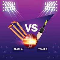 Concept de match de tournoi de cricket avec équipement de stade et de cricket vecteur