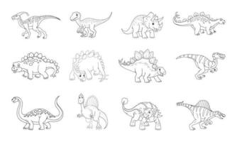 divers dinosaures ligne art. vecteur illustration pour coloration pages, coloration livre, etc