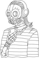 un original personnage de une Humain portant une masque et en portant téléphone avec mots 'parfait prétendant'. adapté pour coloration livre, coloration pages, T-shirt conception, vêtements, etc vecteur
