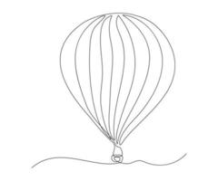 chaud air ballon, dessiné à la main, continu monoline, dessin dans un ligne vecteur