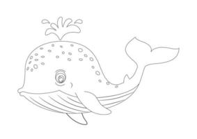 noir et blanc baleine clipart vecteur. coloration page de dessin animé personnage vecteur