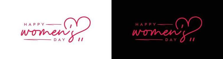 abstrait charmant content aux femmes journée logo conception, 8 Mars content aux femmes jour, noir, blanc et rose Couleur avec une l'amour vecteur logo modèle