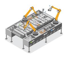 ai robot travail Aidez-moi à des ordures tri dans déchets recycler tri plante lieu de travail écologie La technologie Aidez-moi humanité concept isométrique isolé vecteur