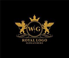 initiale wg lettre Lion Royal luxe héraldique, crête logo modèle dans vecteur art pour restaurant, royalties, boutique, café, hôtel, héraldique, bijoux, mode et autre vecteur illustration.