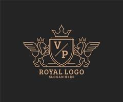 initiale vice-président lettre Lion Royal luxe héraldique, crête logo modèle dans vecteur art pour restaurant, royalties, boutique, café, hôtel, héraldique, bijoux, mode et autre vecteur illustration.