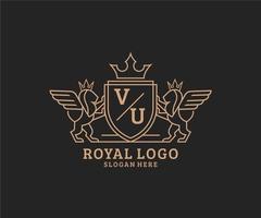 initiale vu lettre Lion Royal luxe héraldique, crête logo modèle dans vecteur art pour restaurant, royalties, boutique, café, hôtel, héraldique, bijoux, mode et autre vecteur illustration.