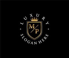 modèle de logo de luxe royal lettre initiale mp dans l'art vectoriel pour le restaurant, la royauté, la boutique, le café, l'hôtel, l'héraldique, les bijoux, la mode et d'autres illustrations vectorielles.