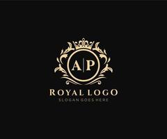 initiale ap lettre luxueux marque logo modèle, pour restaurant, royalties, boutique, café, hôtel, héraldique, bijoux, mode et autre vecteur illustration.