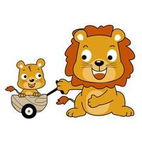 content Lion famille, vecteur dessin animé illustration