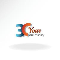 30 ans anniversaire logo vector modèle design illustration bleu et blanc