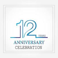 logo anniversaire des années avec une seule ligne de couleur bleu blanc pour la célébration vecteur