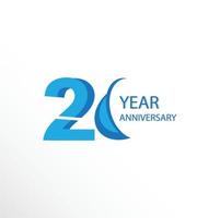 20 ans anniversaire logo vector modèle design illustration bleu et blanc