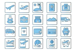 Voyage ensemble icône illustration. icône en relation à transport, vacances, touristes. plat ligne icône style. Facile vecteur conception modifiable