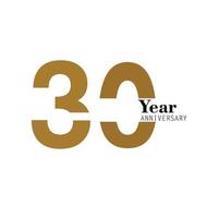 30 ans anniversaire logo vector modèle design illustration or et blanc