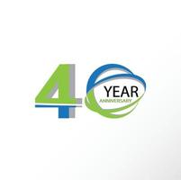 40 ans anniversaire logo vector modèle design illustration bleu et blanc