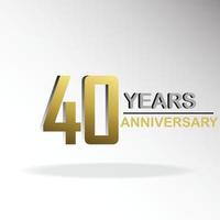 40 ans anniversaire logo vector modèle design illustration or et blanc