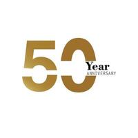 50 ans anniversaire logo vector modèle design illustration or et blanc