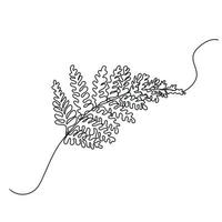 minimaliste fougère ligne art, Facile plante dessin, noir blanc, fleur, feuille feuilles esquisser vecteur