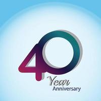 40 ans anniversaire logo vector modèle design illustration bleu et blanc