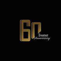 60 ans anniversaire logo vector modèle design illustration or et noir
