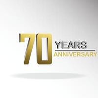 70 ans anniversaire logo vector modèle design illustration or et blanc