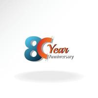 80 ans anniversaire logo vector modèle design illustration bleu et blanc