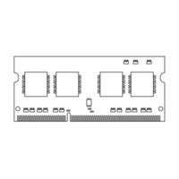 portable RAM Mémoire contour icône illustration sur isolé blanc Contexte vecteur