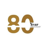 80 ans anniversaire logo vector modèle design illustration or et blanc