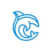 dauphin ligne cercle Créatif logo conception vecteur
