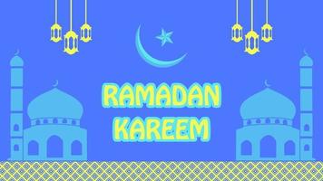 Ramadan kareem Contexte bleu Jaune vecteur illustration. Islam saint mois Ramadan kareem fond d'écran