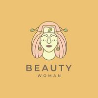 beauté féminin visage grec femmes ancien minimal logo conception vecteur