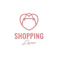 achats sac l'amour vente marché magasin boutique minimaliste logo conception icône vecteur illustration