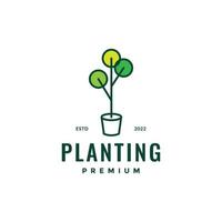 plantation vase des pots jardinage fleur géométrique coloré minimaliste logo conception vecteur icône illustration