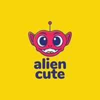 mascotte dessin animé extraterrestre créature espace ciel mignonne sourire coloré logo conception vecteur icône illustration