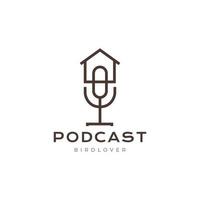 oiseau cage chanter microphone Podcast parlant concours logo conception vecteur icône illustration