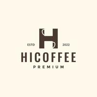 lettre h avec tasse café branché logo conception vecteur icône illustration