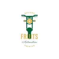 moto tête lampe fruit Orange Frais logo conception vecteur icône illustration