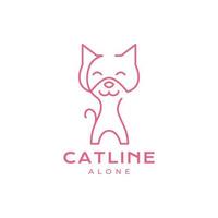 animal animaux domestiques chat chaton seul ligne art minimaliste moderne logo conception vecteur