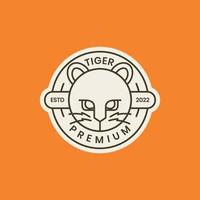 tigre lionceau peu animal bête forêt cercle géométrique badge logo conception vecteur icône illustration