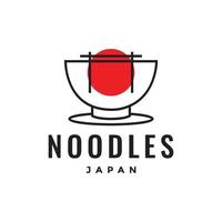 culture nourriture nouille bol Japon torii goût délicieux ligne minimaliste logo conception vecteur