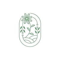 féminin badge esthétique ligne art plante fleur facile logo conception vecteur
