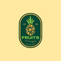 points moderne fruit ananas Frais nourriture sucré badge ancien logo conception vecteur icône illustration