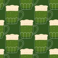 sans couture modèle avec illustration stylisé agresser de Bière sur vert Contexte pour Saint Patrick vacances vecteur