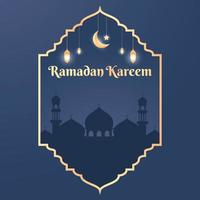 Ramadan luxe Contexte. islamique Contexte avec une combinaison de brillant or lanternes, croissant lune et mosquée, adapté pour affiches, bannières, social médias et plus vecteur