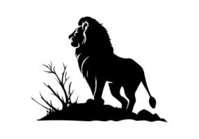 Lion Roi silhouette noir logo animaux silhouettes Icônes main tiré Lion tête visage silhouette vecteur illustration