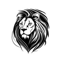 Lion tête visage logo silhouette noir icône tatouage mascotte main tiré Lion Roi silhouette animal vecteur illustration