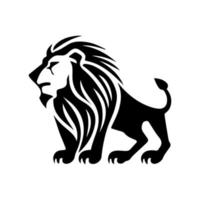 Lion tête visage logo silhouette noir icône tatouage mascotte main tiré Lion Roi silhouette animal vecteur illustration