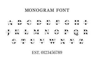 monogramme Divisé Police de caractère alphabet des lettres et Nombres typographie caractères moderne polices logo texte police de caractères vecteur illustration
