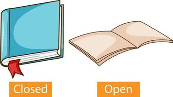 Adjectifs opposés mots avec fermer et ouvrir vecteur