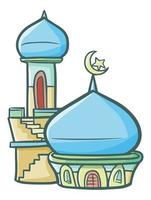 génial et mignonne bleu mosquée pour musulman prier vecteur